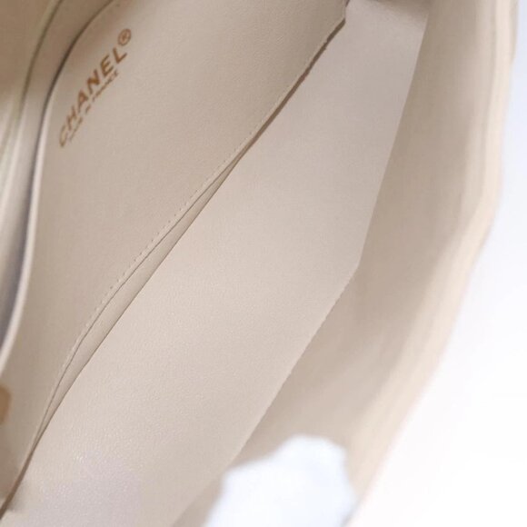 CHANEL Choco Bar Chain Shoulder Bag Lamb Skin Ivory CC Auth 110166A - Picture 11 of 16